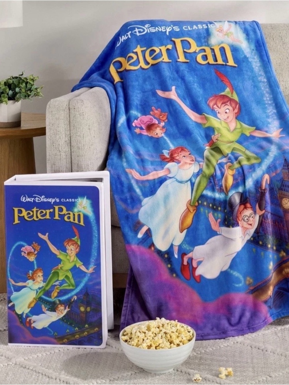 Disney Classic VHS Boxed Silk Touch Throw Blanket 50" × 70" Peter Pan
